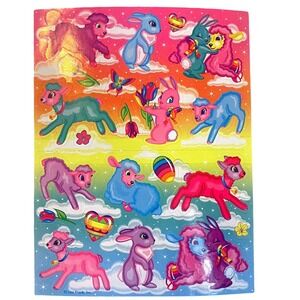 Lisa Frank Vintage Easter Egg Chick‎ Butterfly 1990s Sticker Sheet P949